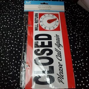 Jot Closed/Will Return Sign - Red and White